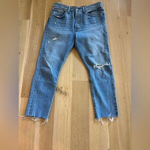 Levi’s 501s - Distressed Blue Jeans.  W31 L28